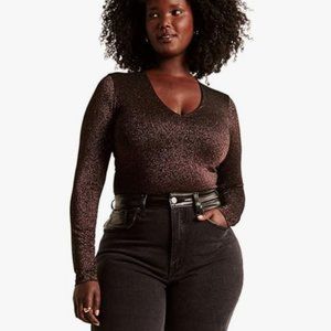 Abercrombie Long Sleeve Seamless V-Neck Sparkle Bodysuit